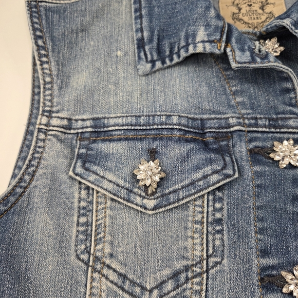​Love Culture Artistic Hand-Painted & Rhinestone Embellished Denim Vest - L - Picture 7 of 12